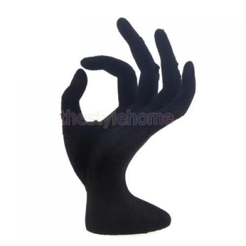 Black professional Velvet OK Hand Jewelry Ring Hanging Display Stand Holder
