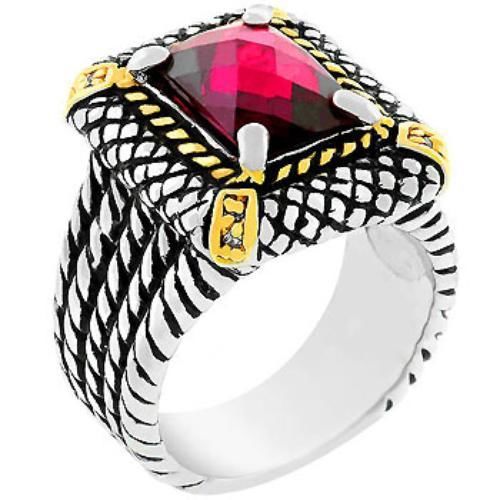 Dark Pink Cable Ring (Size: 06) Icon Bijoux