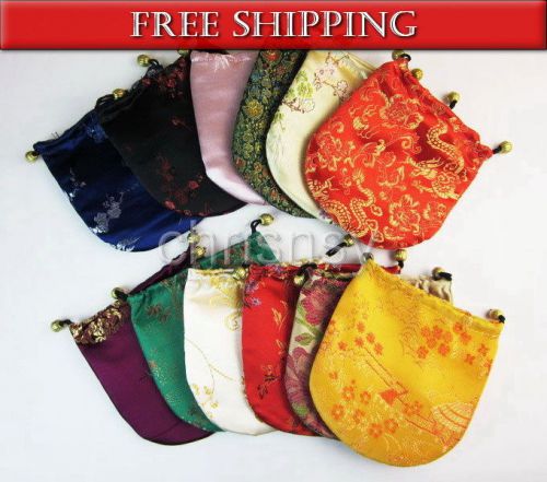 20pcs Jewelry Gift Coin Chinese Silk Pouches Purses Assorted Mix Color 130mm