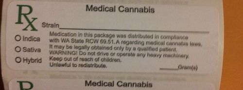 1000 pc ROLL RX WASHINGTON MEDICAL CANNABIS COMPLIANT WA RCW 69.51A LABEL USA