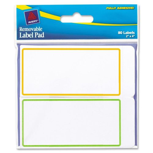 Avery Removable Label Pad, 2&#034; x 4&#034;, Assorted, 80/Pack (AVE22024)