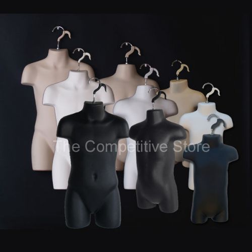 9 Infant + Toddler + Child Mannequin Forms - White Black Flesh - 9mo To Size 7
