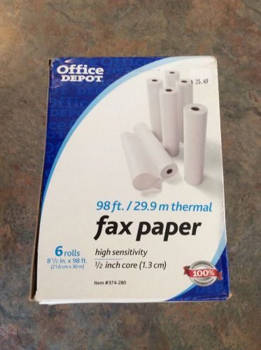 Office Depot Thermal Fax Paper 1/2 in Core 98 ft. Roll Box Of 6 High Sensitivity