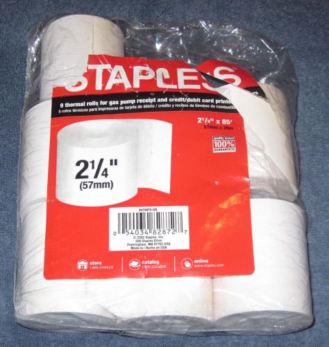 Staples - 2-1/4&#034; x 85&#039; PoS THERMAL RECEIPT PAPER 7 NEW ROLLS FREE SHIPPING
