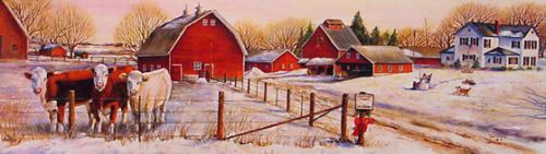 Farm art prints red barns cows cattle hereford jt for sale
