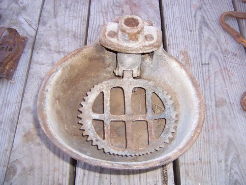 vintage embossed cast iron dairy cow barn  water cup  collectable steam punk