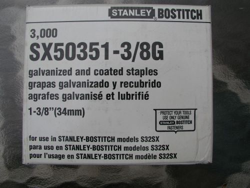 Stanley bostitch sx-50351-3/8g staples 3000 box new free shipping sx50351 for sale