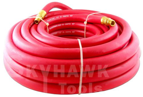 1/2&#034; X 50&#039; RED RUBBER AIR HOSE  3/8&#034; NPT male Working: 300 PSI