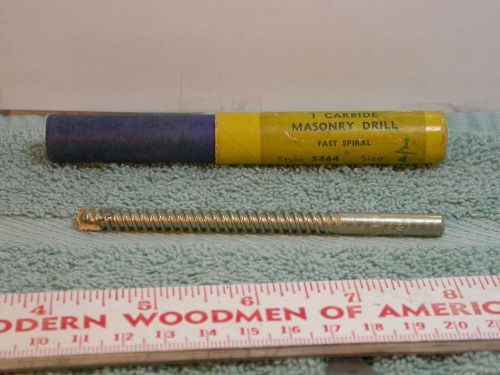 Vintage Morse 5464 Carbide Masonry Drill 1/4 inch fast spiral with original pkg