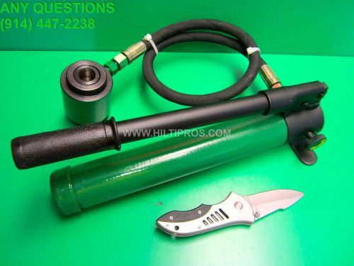 GREENLEE STYLE 767 HYDRAULIC HAND PUMP, W. HOSE &amp; RAM, PREOWNED, FAST SHIP