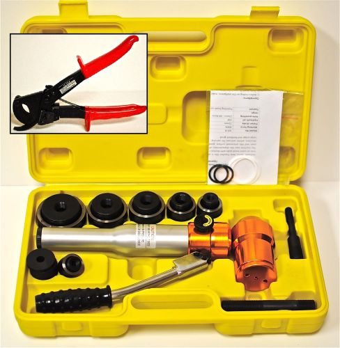 Combo pack - hydraulic knockout punch kit 6t &amp; ratchet cable cutter 240 sq-mm for sale