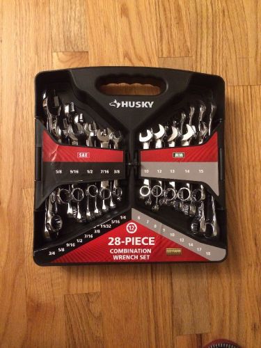 New Husky 28 Piece Pc Metric &amp; SAE Combination &amp; Stubby Wrench Set 28 Wrenches