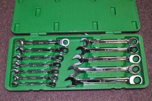 S K SK Tools 12 Piece Metric Combo Ratcheting Wrench Set 8mm-19mm in Case