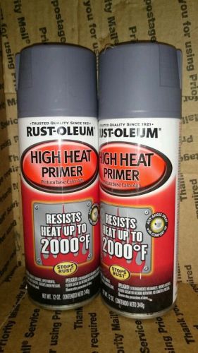 2 cans rust-oleum 249340 high heat automotive primer, flat gray, 12 oz each for sale