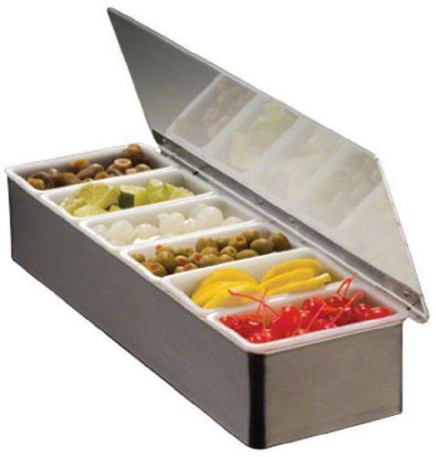 Stainless steel 6-compartment unchilled condiment holder for sale