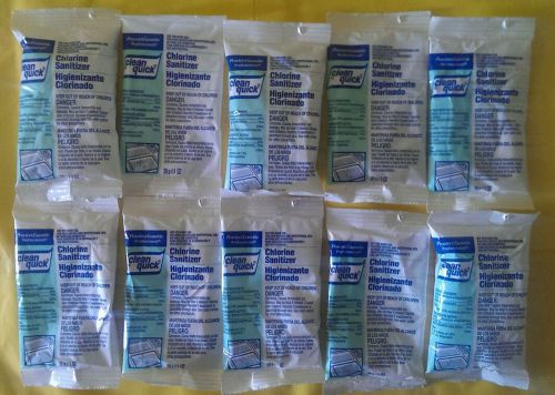 Clean Quick Chlorine Sanitizer for Foodservice Institutional Use (10) 1 OZ Packs