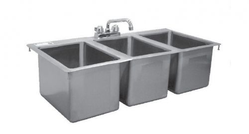 Nsf stainless steel commercial (3) three compartment drop in sink with faucet for sale