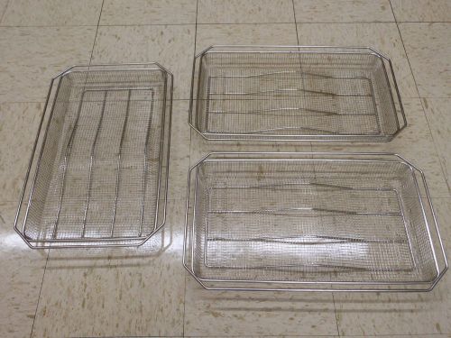 Lot of 3 Commercial Deep Fryer Stainless Wire Rectangle Strainer Basket Trays