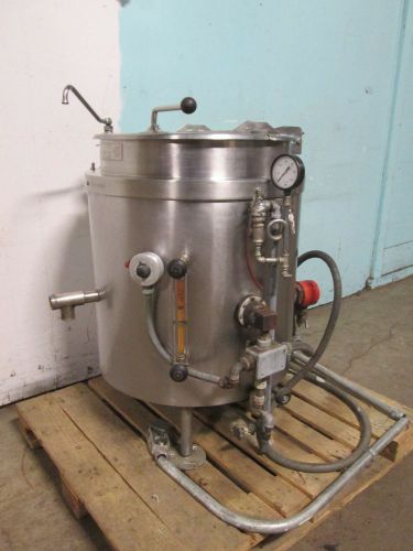 &#034;HUBBERT &amp; SON&#034; H.D. COMMERCIAL S.S. 3Ph. ELECTRIC 30gal STEAM JACKETED KETTLE