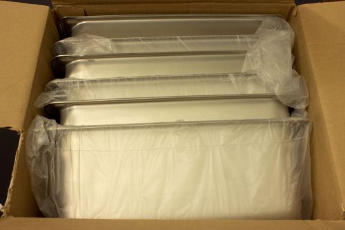 6 NEW VOLLRATH 30442 SUPER PAN STAINLESS STEEL STEAM TABLE PANS 1/4 SIZE 4&#034; DEEP