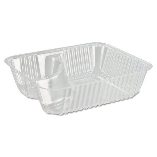 Dart ClearPac Small Nacho Tray  2-Compartments  Clear  125/Bag - Includes 500 tr