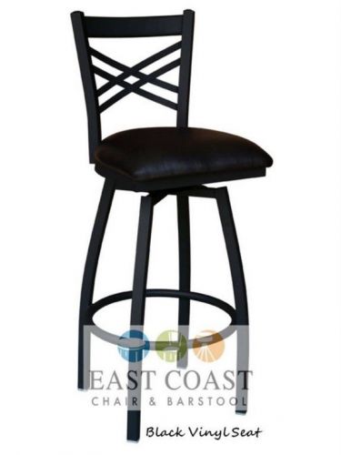 New gladiator cross back metal swivel restaurant bar stool w/ black vinyl seat for sale