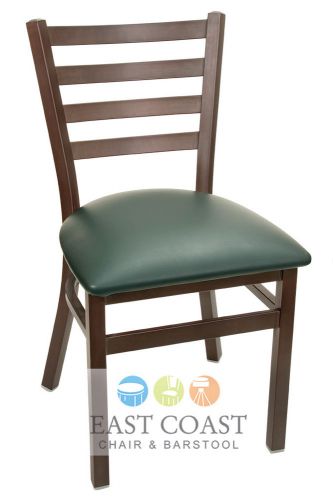 New gladiator rust powder coat ladder back metal chair with green vinyl seat for sale