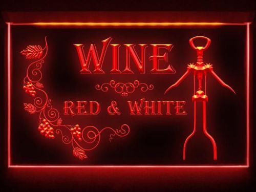 CD029 B Red &amp; White Wine Pub Bar Restaurant LED Light Sign