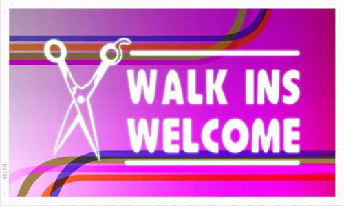 Ba128 open walk ins welcome hair cut banner shop sign for sale