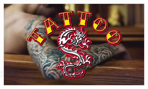 bb700 Tattoo Dragon Banner Shop Sign