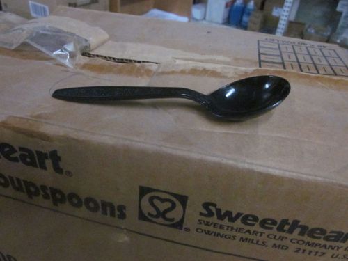 Extra Heavy Weight Plastic Soup Spoon - Black (10/100)