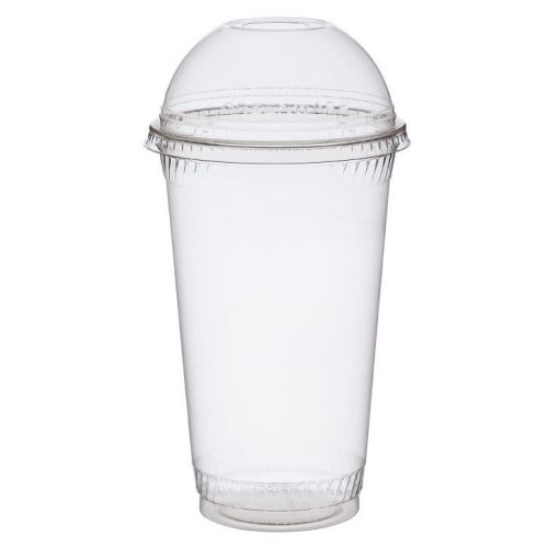 16 oz. Clear PET Plastic Cold Cups with 100 Dome Lids