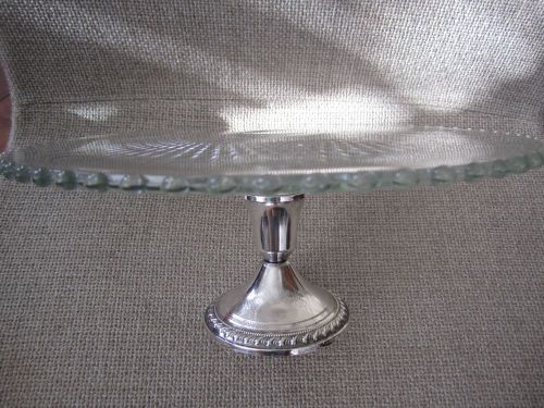 Holiday Sterling Silver Glass Top,Cake, Pie, Cookies Pedistal Serving Plate