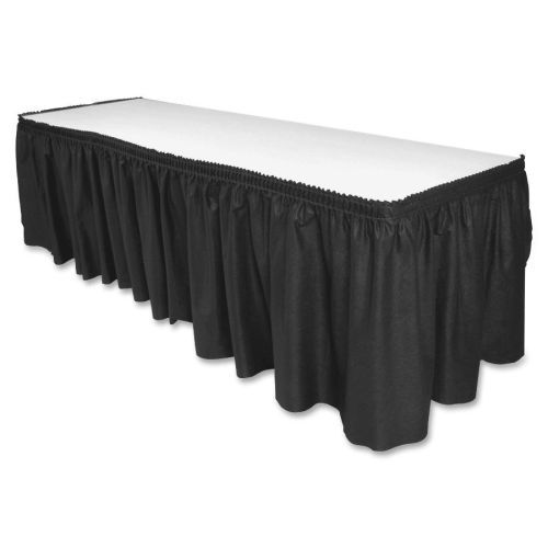 Genuine Joe Linen-like Table Skirts  - 1Each - Linen, Polyester - Black
