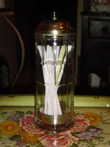 VTG.GEMCO GLASS DINER STYLE STRAW DISPENSER/HOLDER!!