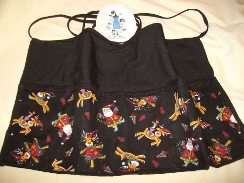 Black Server Christmas Toys Waitress Waist Apron Name FREE