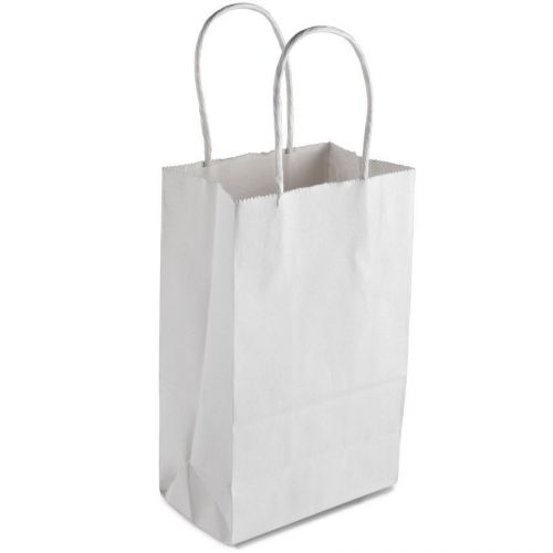 50 count paper retail / shopping bag 5x3x9 white with rope handle gem for sale