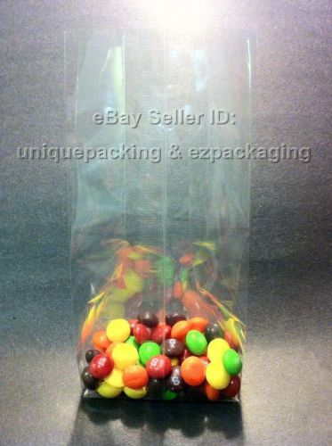 300 3x2x8 clear candy / cookie / coffee / tea / gusseted poly bags 3 x 2 x 8 for sale