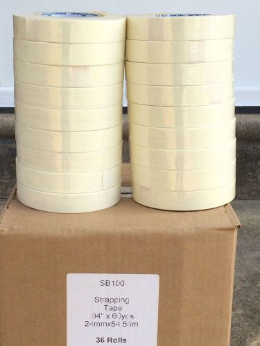 Strapping tape one inch x 60 yards 36 rolls white for sale
