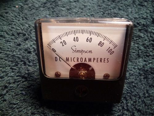 Simpson  Wide Vue 0-100 DC Microampere  Panel Meter