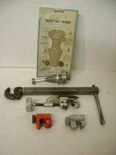 Plumbing tools-Ridgid 1017 Basin Wrench &amp; Faucet Seat Reamer &amp; 3 Tube Cutters
