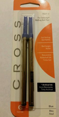 2 New CROSS SELECTIP Rollerball Pen REFILLS Blue ITEM # 8521-2