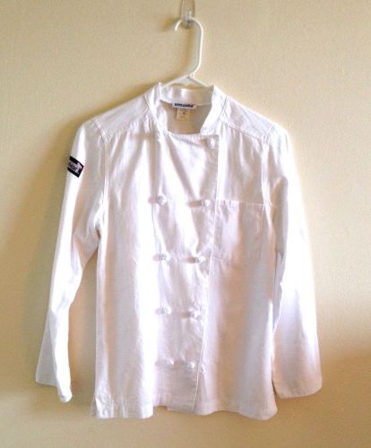 100 % Cotton White Women Culinary Chefs Coat Jacket Long Sleeve XS w Chef Hat