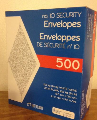 500 #10 Security Business Envelope,  4-1/8&#034;x9-1/2&#034; White Top Flight Gummed