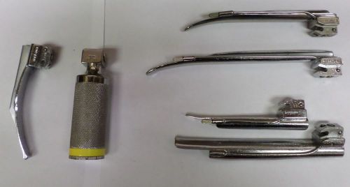 Laryngoscope with 5 blades mac 2 mil 2, 3 wis 1.5, 3 for sale
