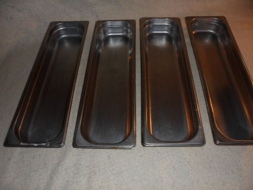 4 Proadvantage stainless steel steam table pans 2.5 by 5.25 by 19.5