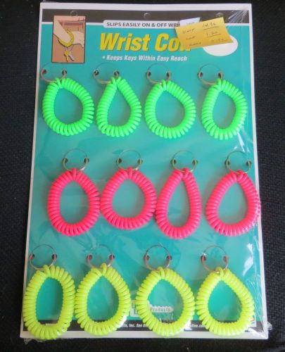 Lucky Line #41011 Wrist Coils With Key Ring - Neon Colors  - Safety