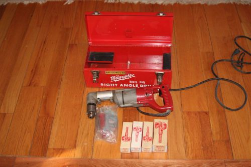 Milwaukee 1/2&#034; right angle drill heavy duty 1001-1 with 4 self feed bits &amp; case for sale