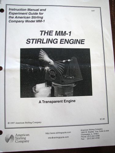 Instruction Manual &amp; Experiment Guide for the American Stirling MM-1 -Hit &amp; Miss