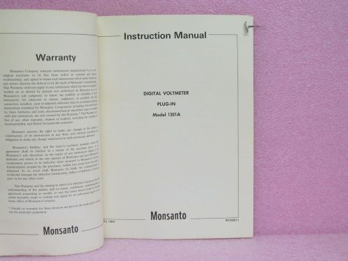Monsanto Manual 1201A Digital Voltmeter Plug-In Instruction Manual w/Schematics